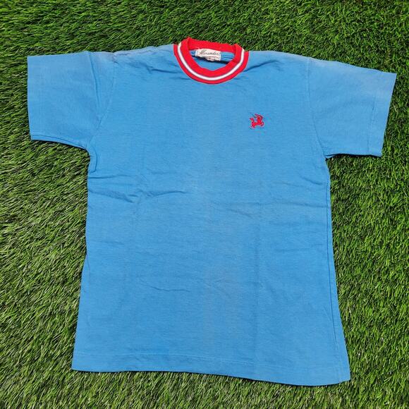VTG 70s Ringer Tee Single Stitch T-Shirt Womens XS Youth L 100% Combed Cotton - Picture 1 of 6